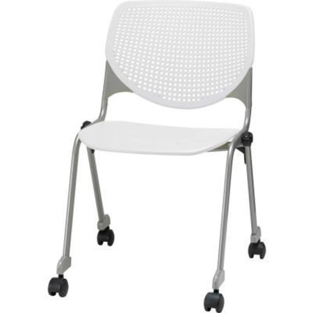 KFI KFI Stack Chair with Casters and Perforated Back -  Plastic Seat - White - KOOL Series CS2300-P15